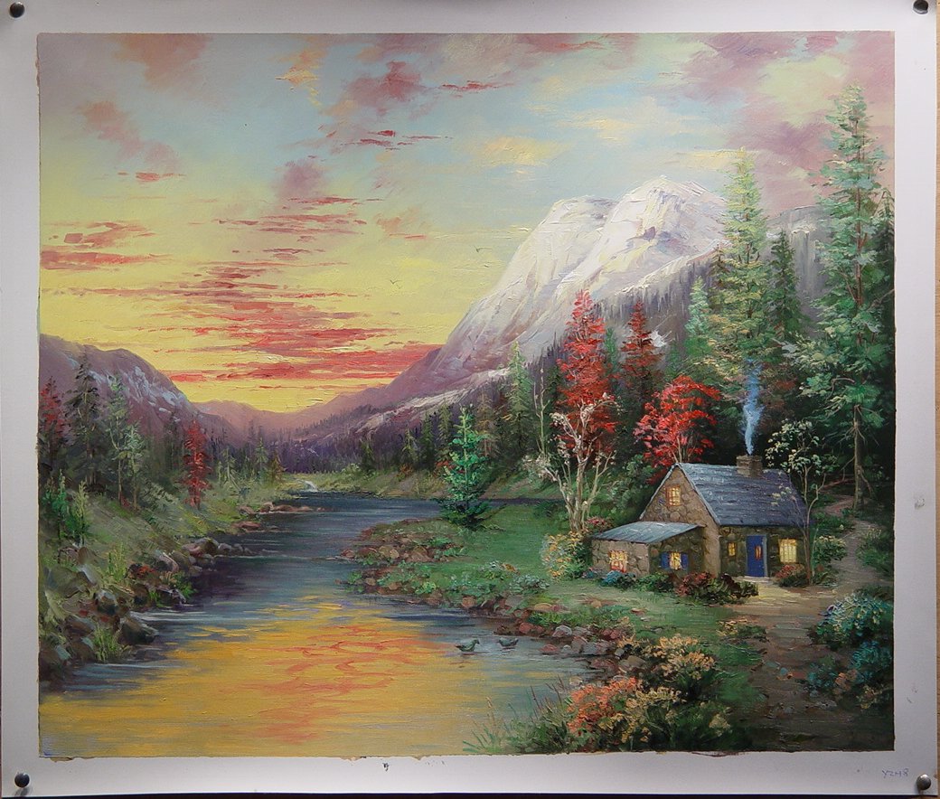 (image for) Handmade oil painting Copy paintings of famous artists Thomas Kinkade's painting, NO.65 - Click Image to Close